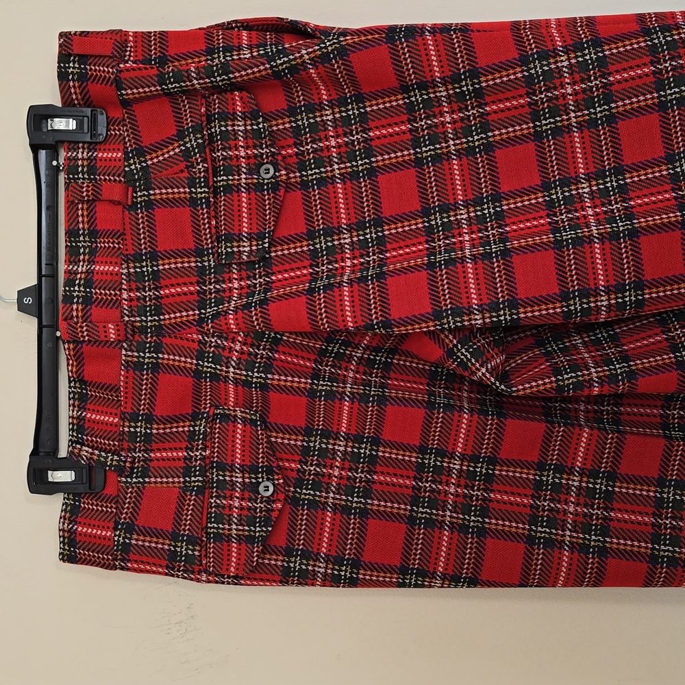 Vtg 70s Sears Kings Road Plaid Red Trousers Pants 34x30  Mens - Picture 4 of 8